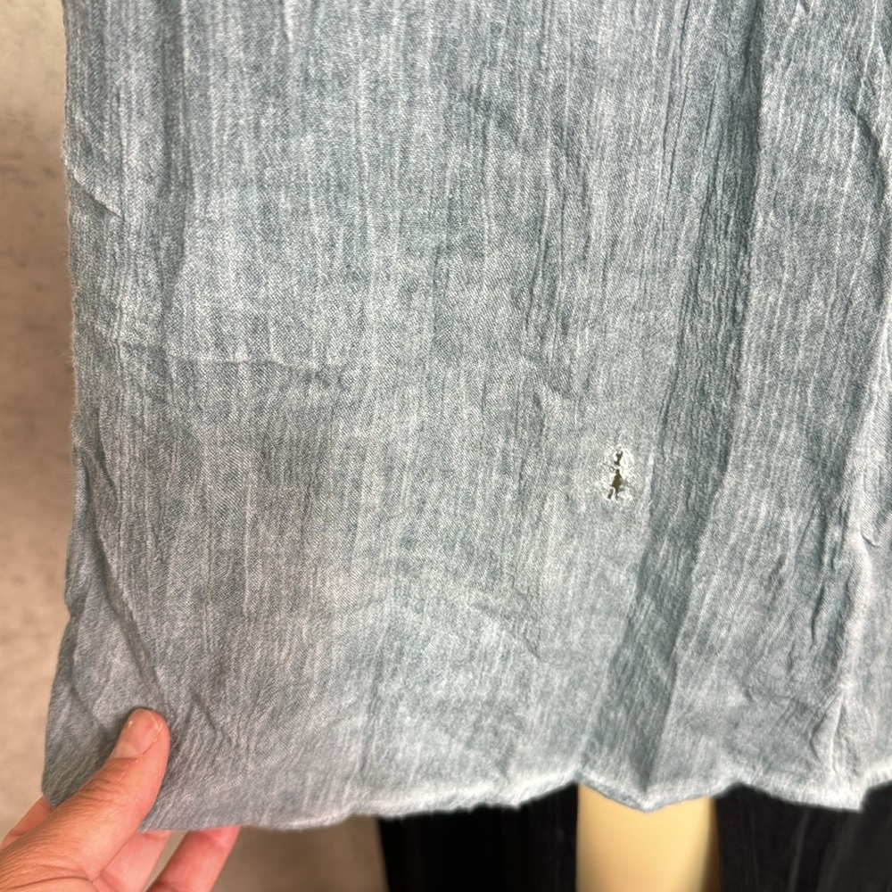 Free People Oversized Gauze Linen Flowy Collared Tank Top Washed Blue M - Picture 6 of 9